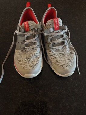 Reebok Gray Lace-Up Mesh Sneakers